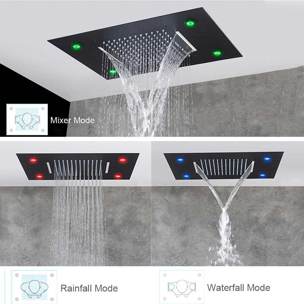 Embedded Ceiling Intelligent Remote Control LED Rainfall Shower Set Full - LSDproductionsGB