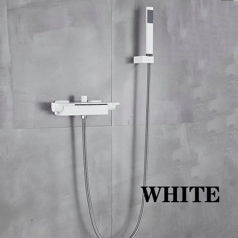 Matte Black Waterfall Wall-mounted Bathtub Mixers Taps - LSDproductionsGB