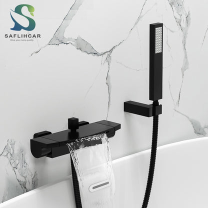 Matte Black Waterfall Wall-mounted Bathtub Mixers Taps - LSDproductionsGB