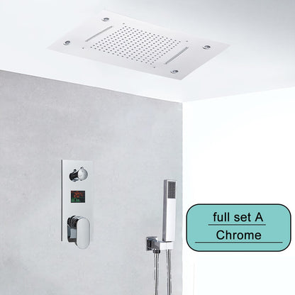 Embedded Ceiling Intelligent Remote Control LED Rainfall Shower Set Full - LSDproductionsGB