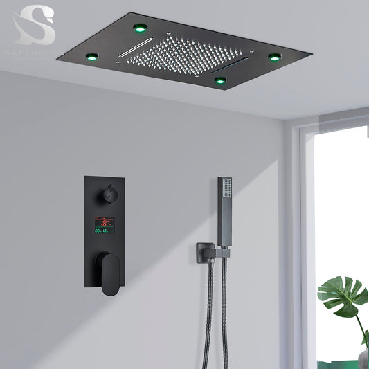 Embedded Ceiling Intelligent Remote Control LED Rainfall Shower Set Full - LSDproductionsGB