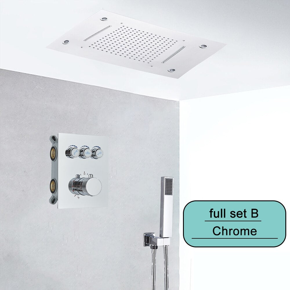 Embedded Ceiling Intelligent Remote Control LED Rainfall Shower Set Full - LSDproductionsGB