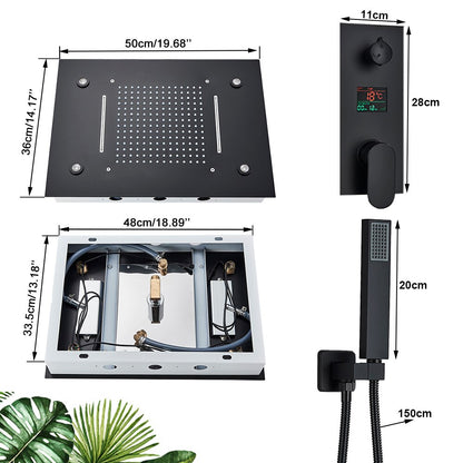 Embedded Ceiling Intelligent Remote Control LED Rainfall Shower Set Full - LSDproductionsGB