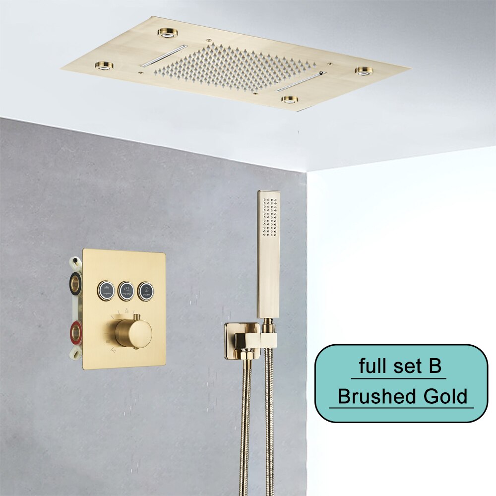 Embedded Ceiling Intelligent Remote Control LED Rainfall Shower Set Full - LSDproductionsGB